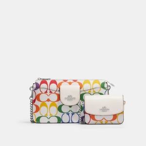 NWT PRIDE COLLECTION WHITE MULITICOLOR CROSSBODY SET
